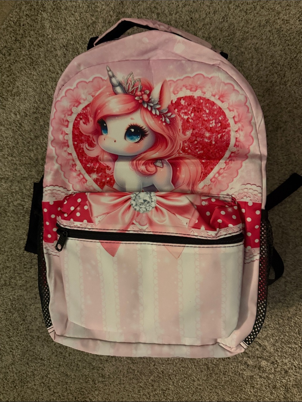 Source Unknown Pink Unicorn Heart Kids Backpack